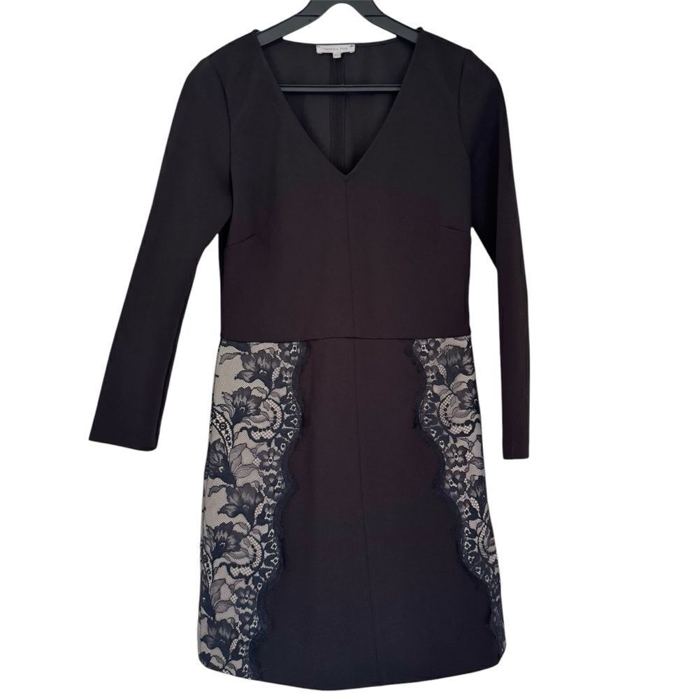 Patrizia Pepe Black/Tan Lace Detail Sheath Dress Size 42/ US6
